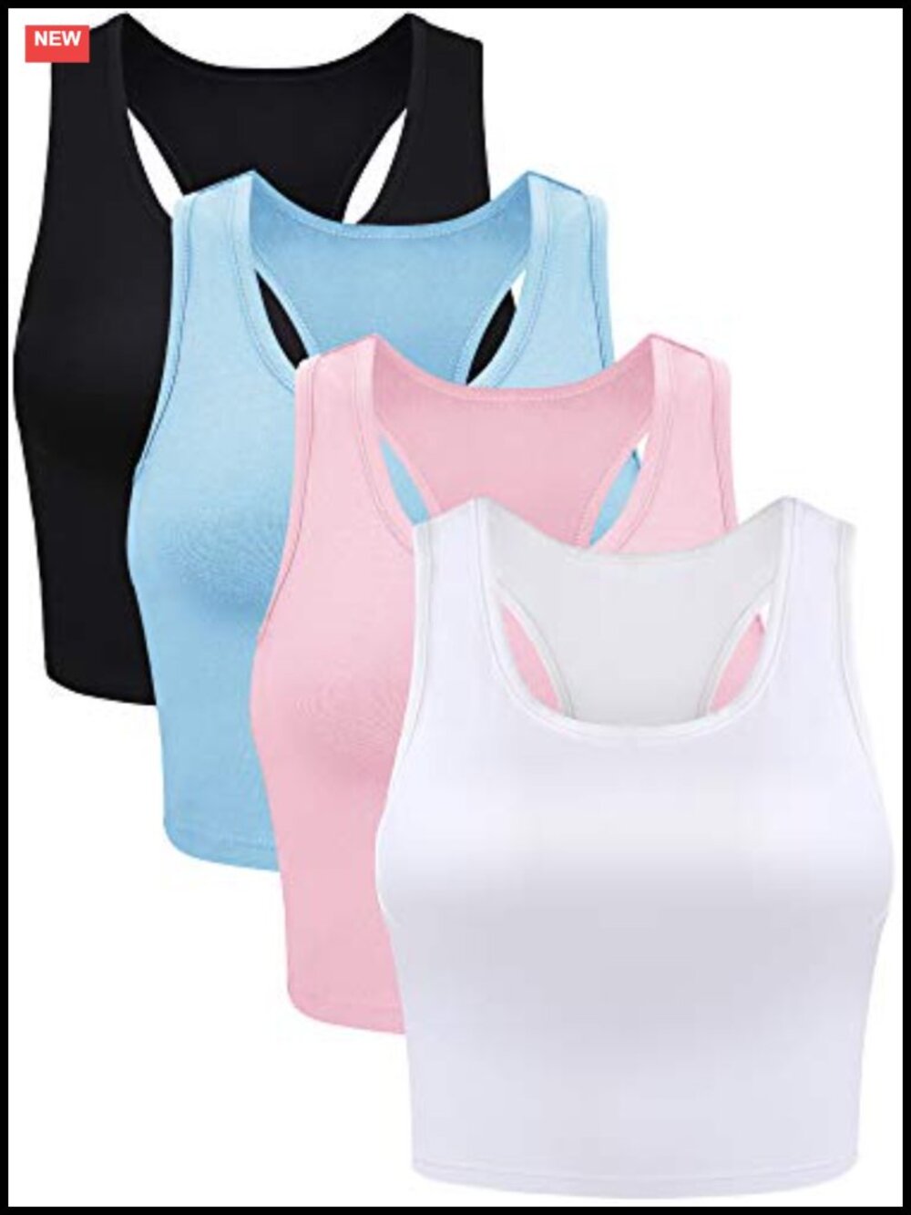 Crop Tank Tops Cotton Spandex Racerback Sleeveless Yoga Running